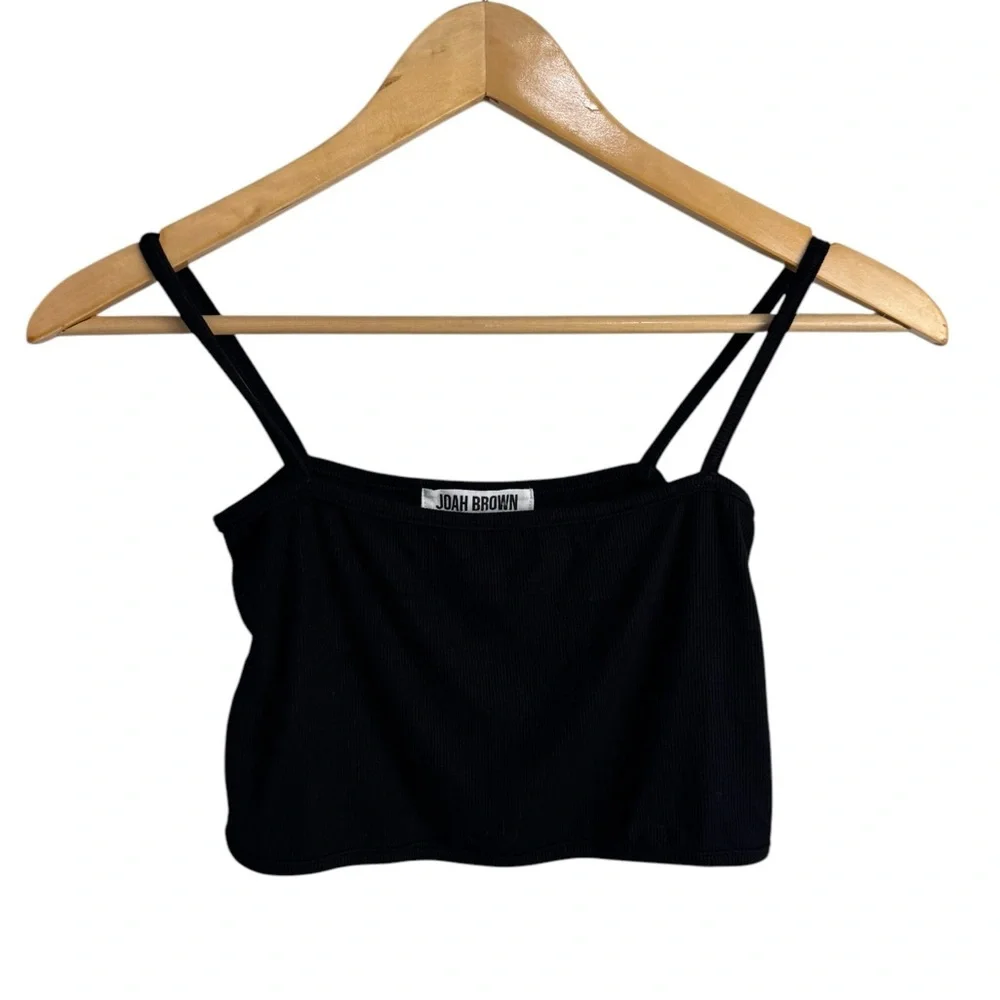 Joah Brown Black Square Neck CROPPED CAMI M/ L - Picture 3 of 6